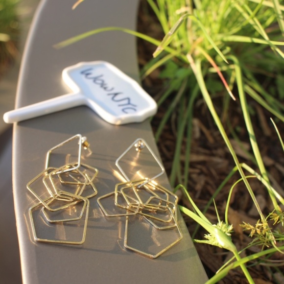 New 925 dangling geometric long gold earrings - Picture 4 of 6